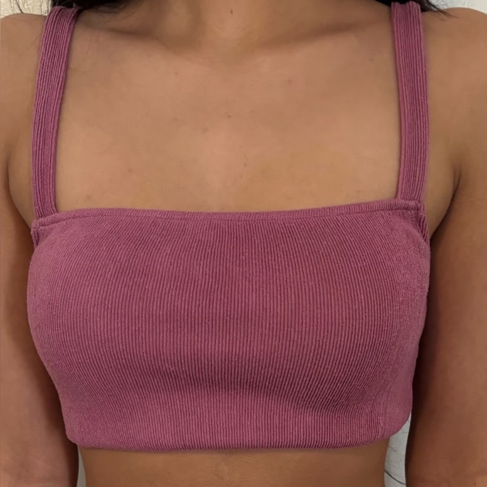 Zara Mauve Ribbed Crop Top